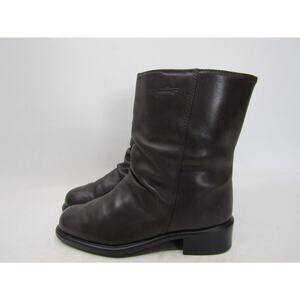 Martino Womens Size 7.5 N Brown Leather High Ankle Slouch Ankle Boots Bootie